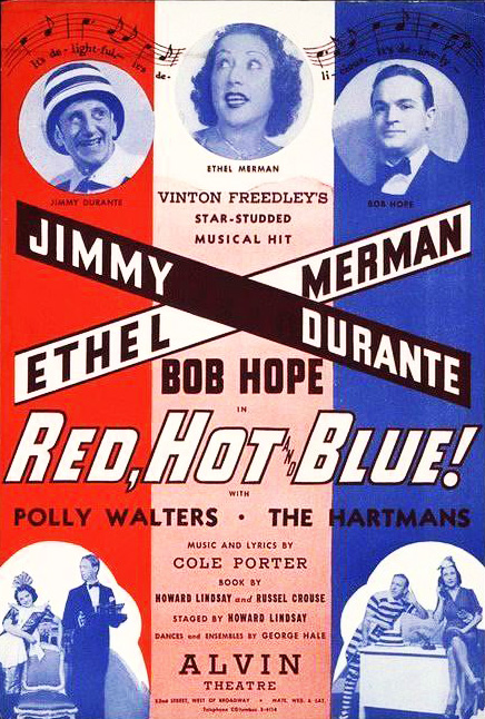 L'affiche avec les «noms qui se croisent» «Red, Hot and Blue» - Alvin Theatre - Broadway 1936