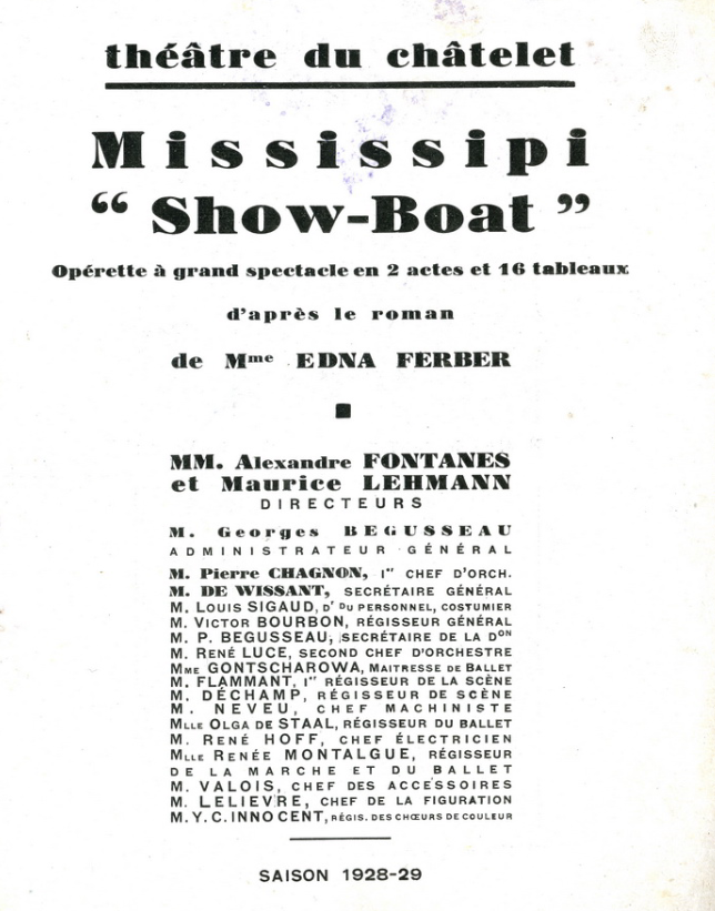 "Show Boat" - Paris - 1929 "Show Boat" - Paris - 1929