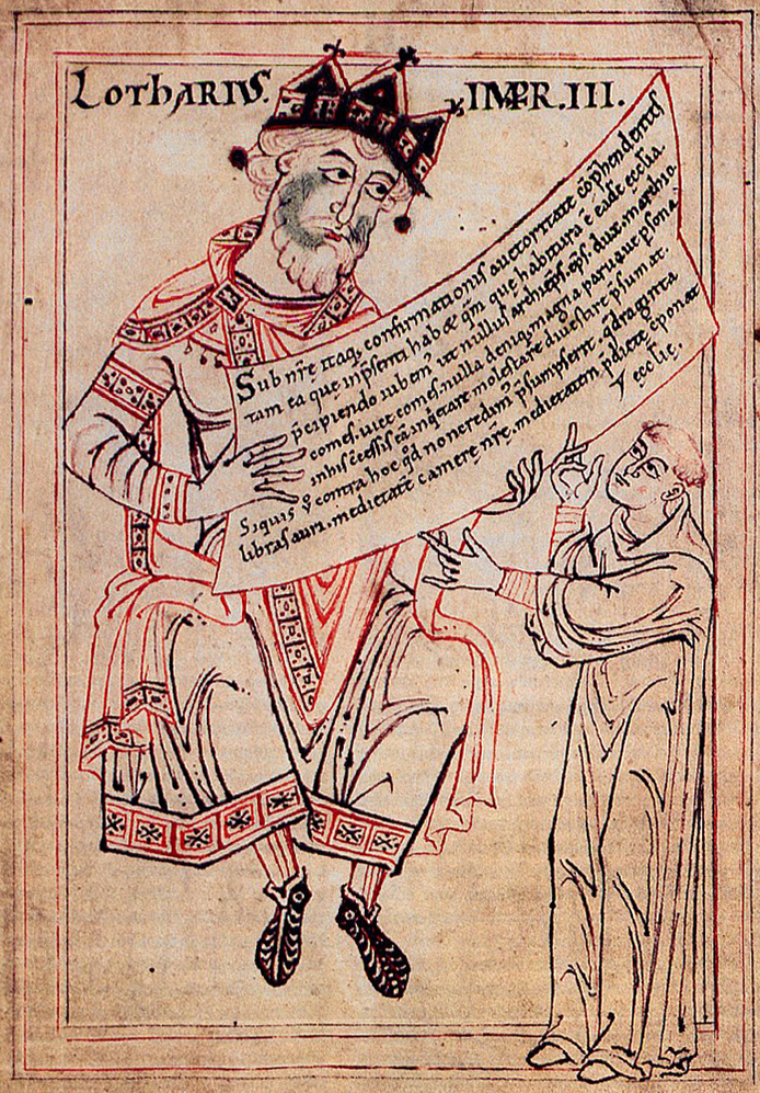 L'empereur Lothaire III remet un diplôme à un moine