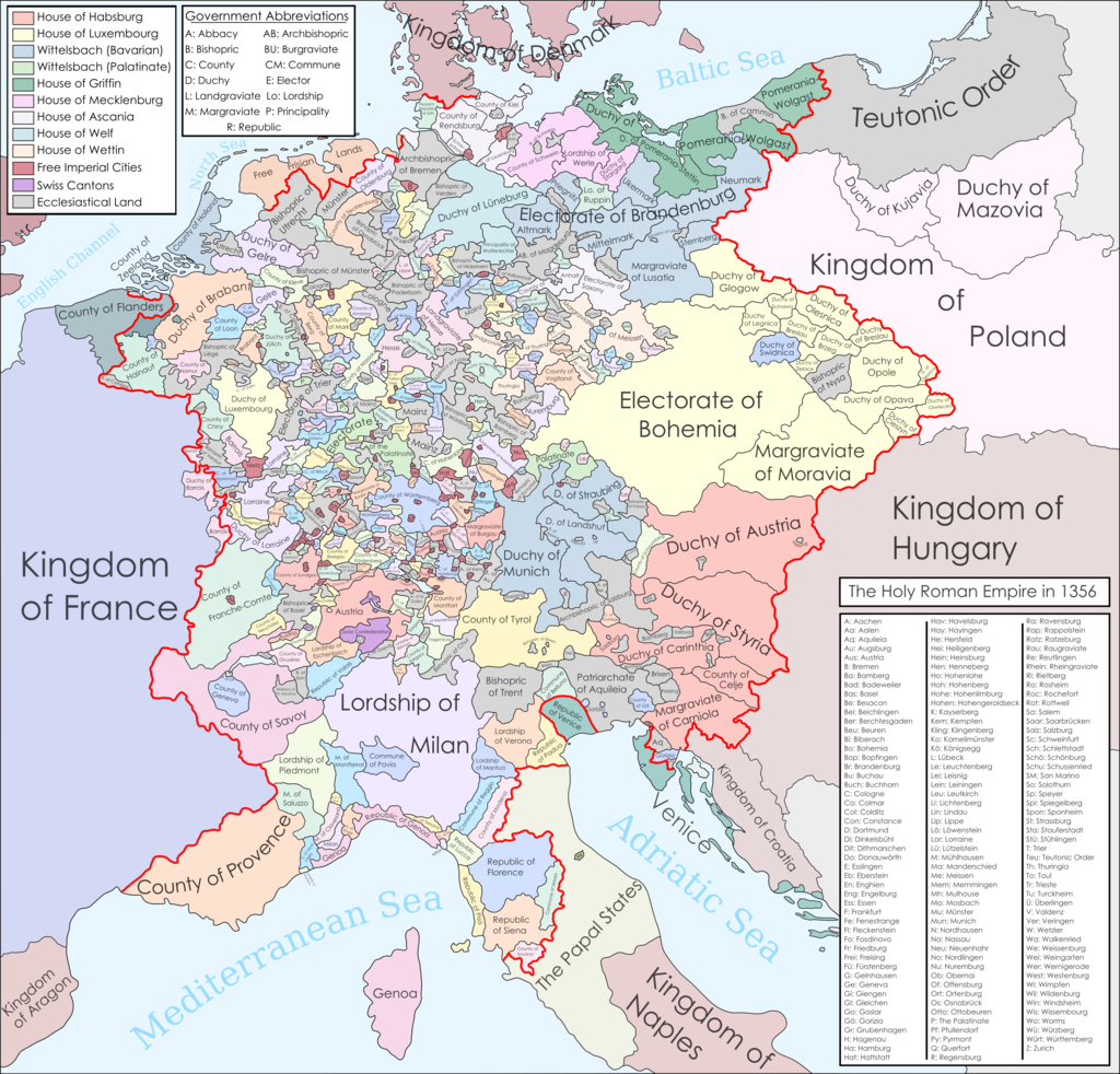 La mosaïque du Saint Empire Romain Germanique en 1356