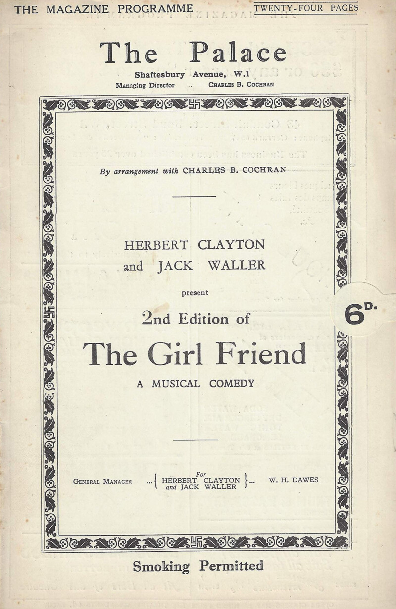 Couverture du programme de «The Girl Friend» The Girl Friend