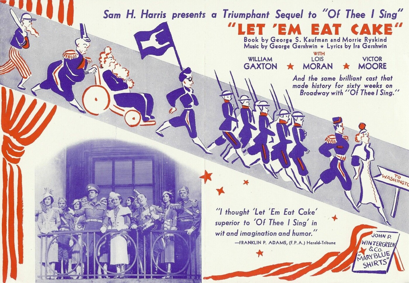 «Let'Em Eat Cake» - Broadway 1933 «Let'Em Eat Cake» - Broadway 1933