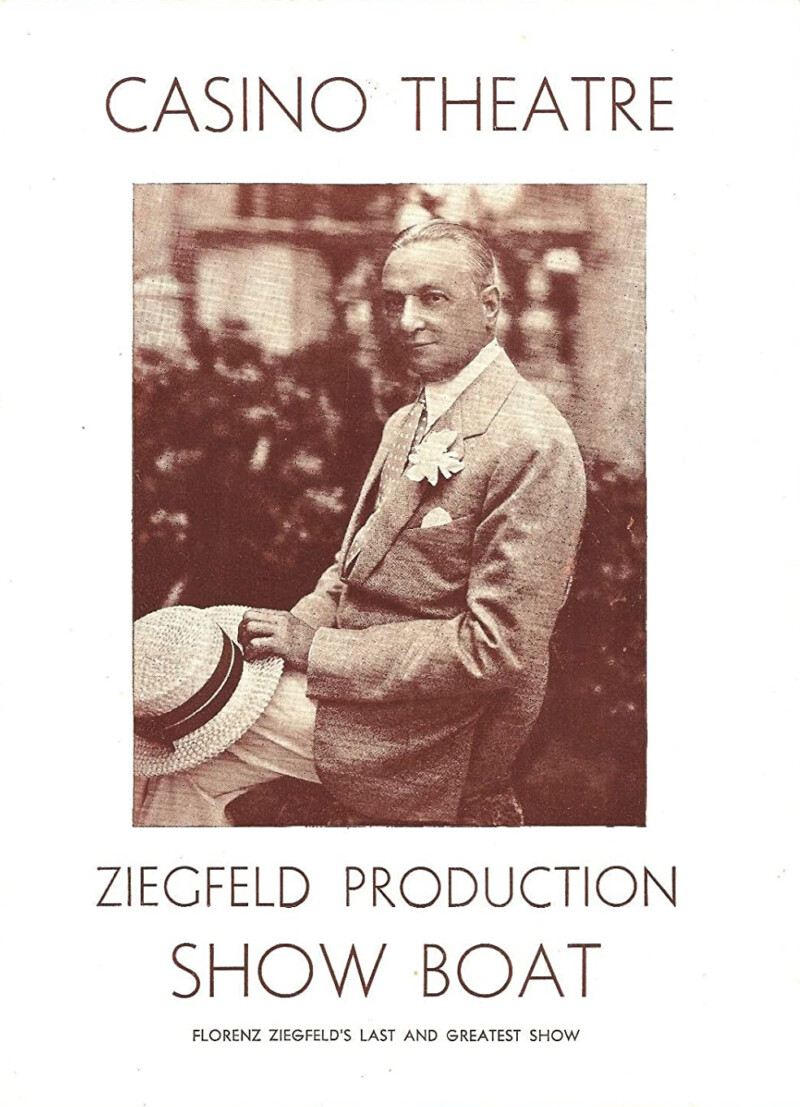 Après le décès de Ziegfeld,<br>la couverture du programme a été modifiée. Show Boat 1932 Programme Ziegfeld décès